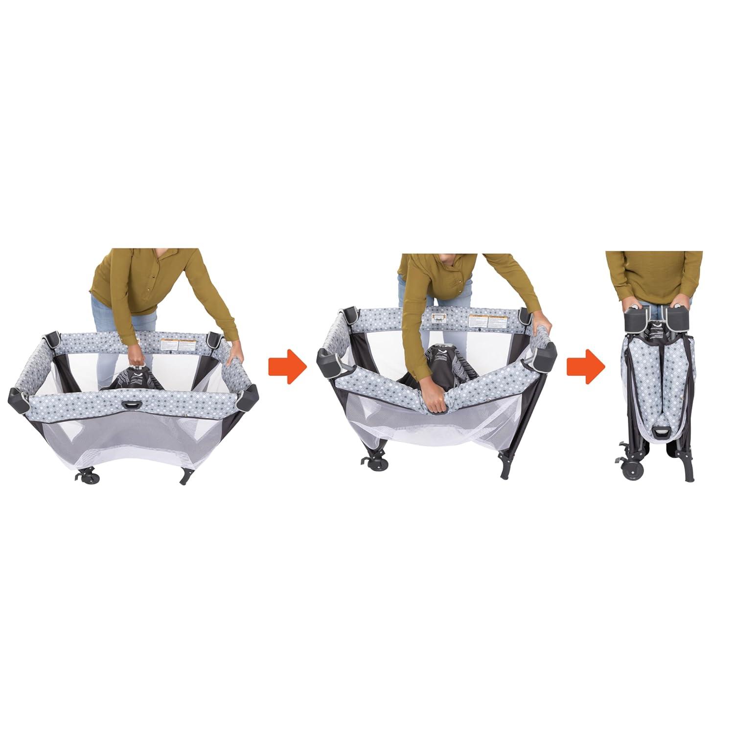 Baby Trend Nursery Den Playard with Snooze Pod and Flip Over Changer - Diamond Sage