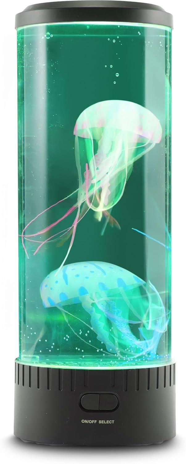 Lumina Black Cylinder Jellyfish Mood Lamp with LED Lights
