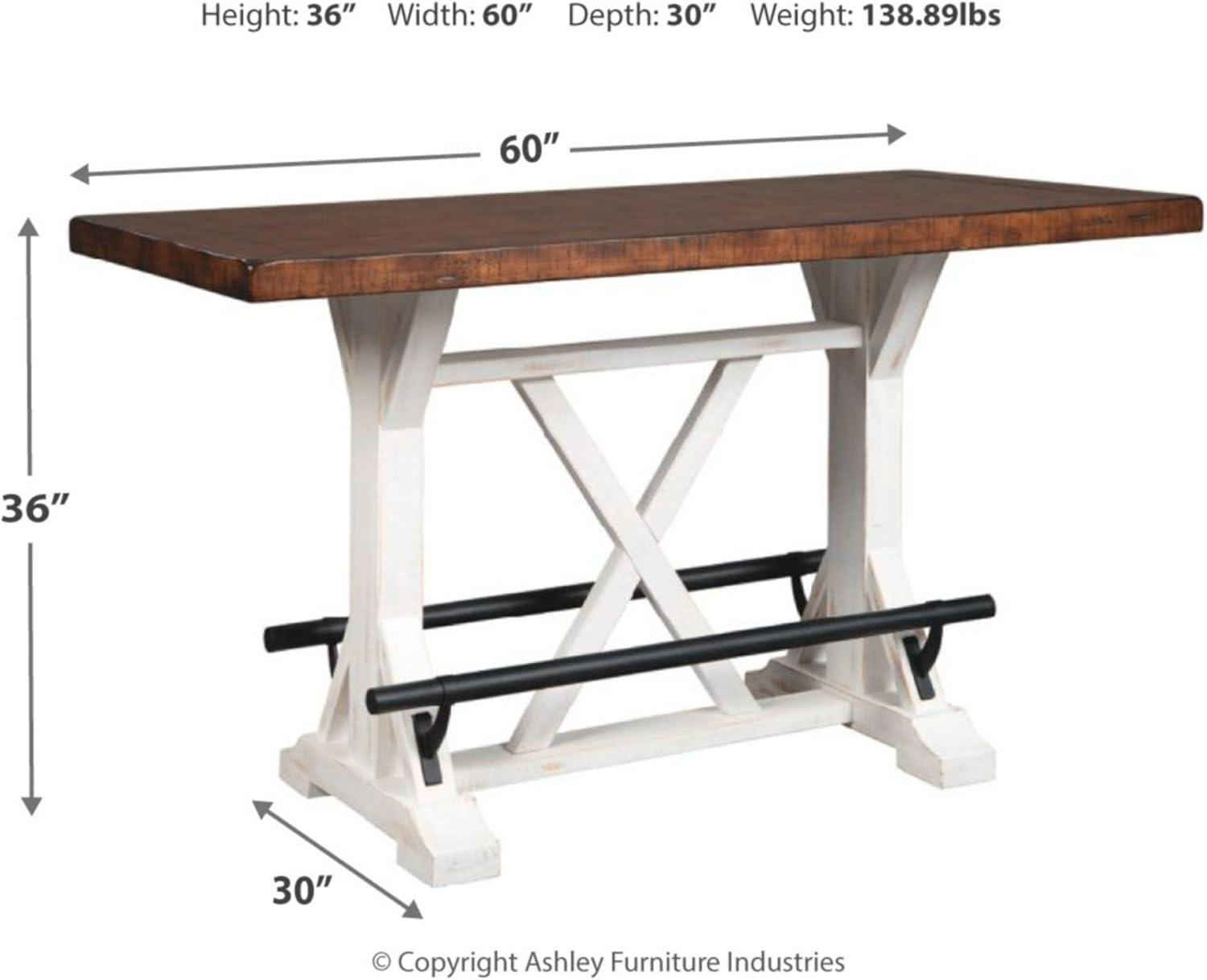 Signature Design By Ashley Casual Valebeck Counter Height Dining Table White/Brown