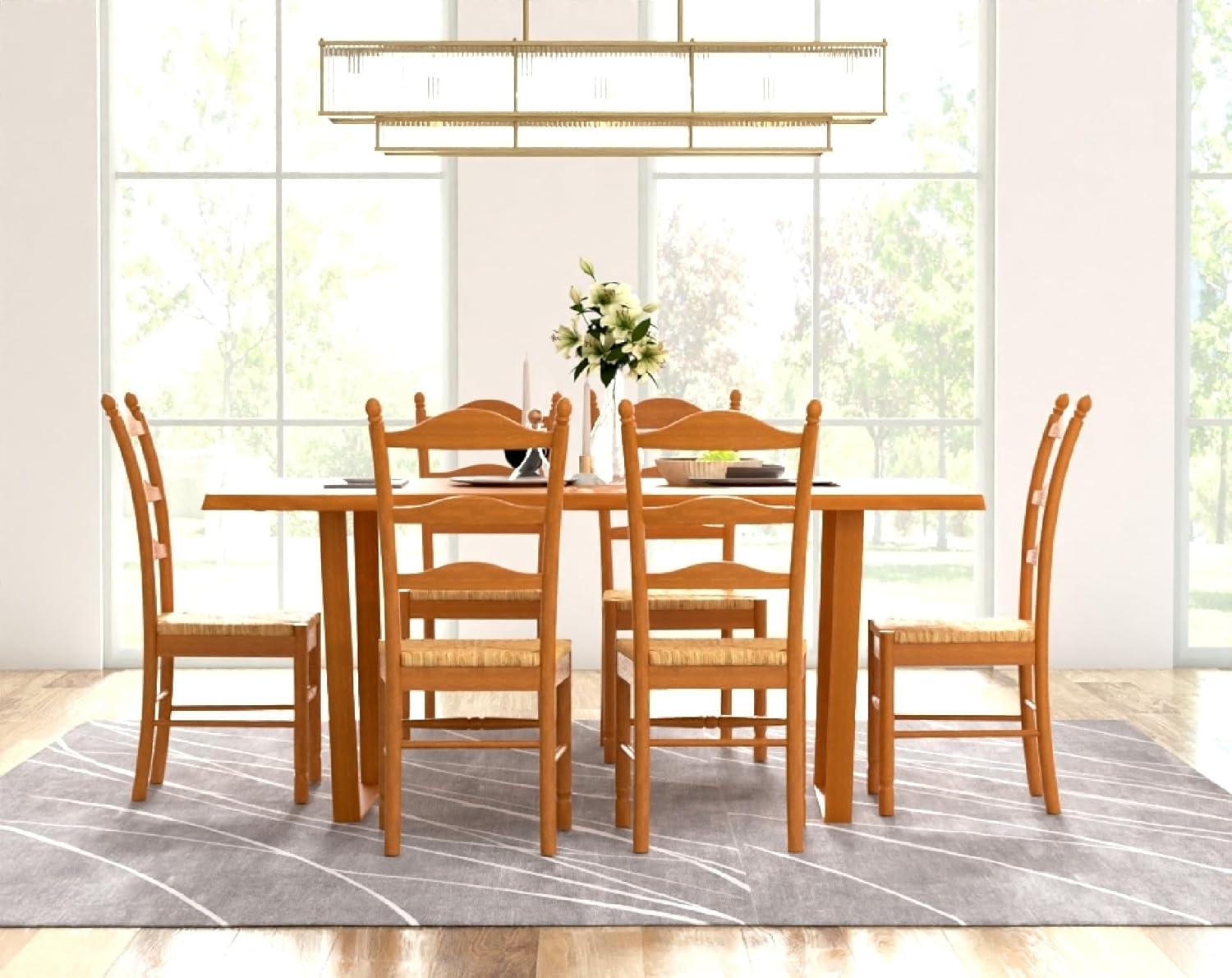 Carolina Living Aurora Rush Seat Dining Chair English Pine and Table: Woven, Ladder-Back, Wood Frame