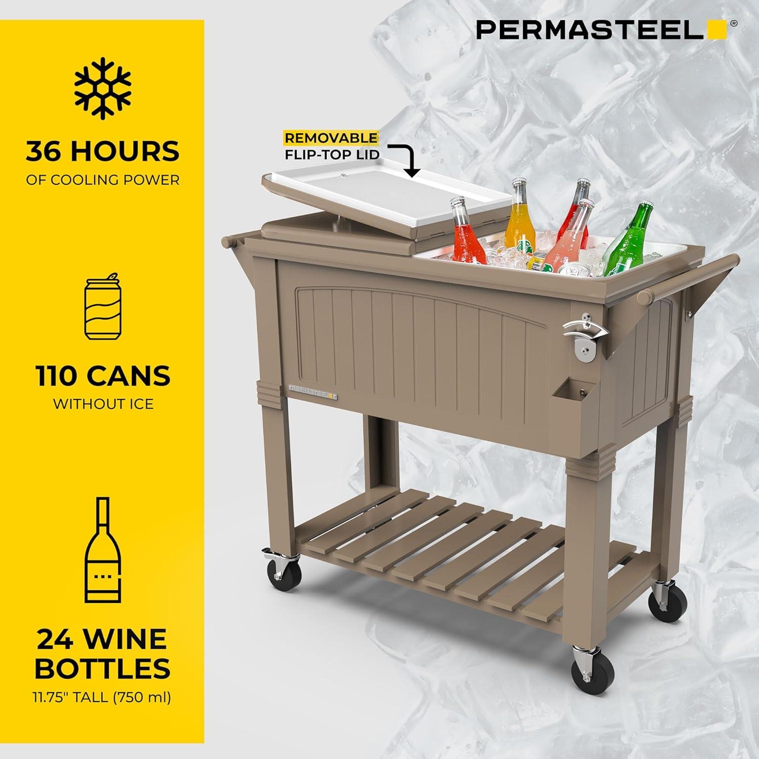 Permasteel 80 Qt. Furniture Style Rolling Patio Cooler