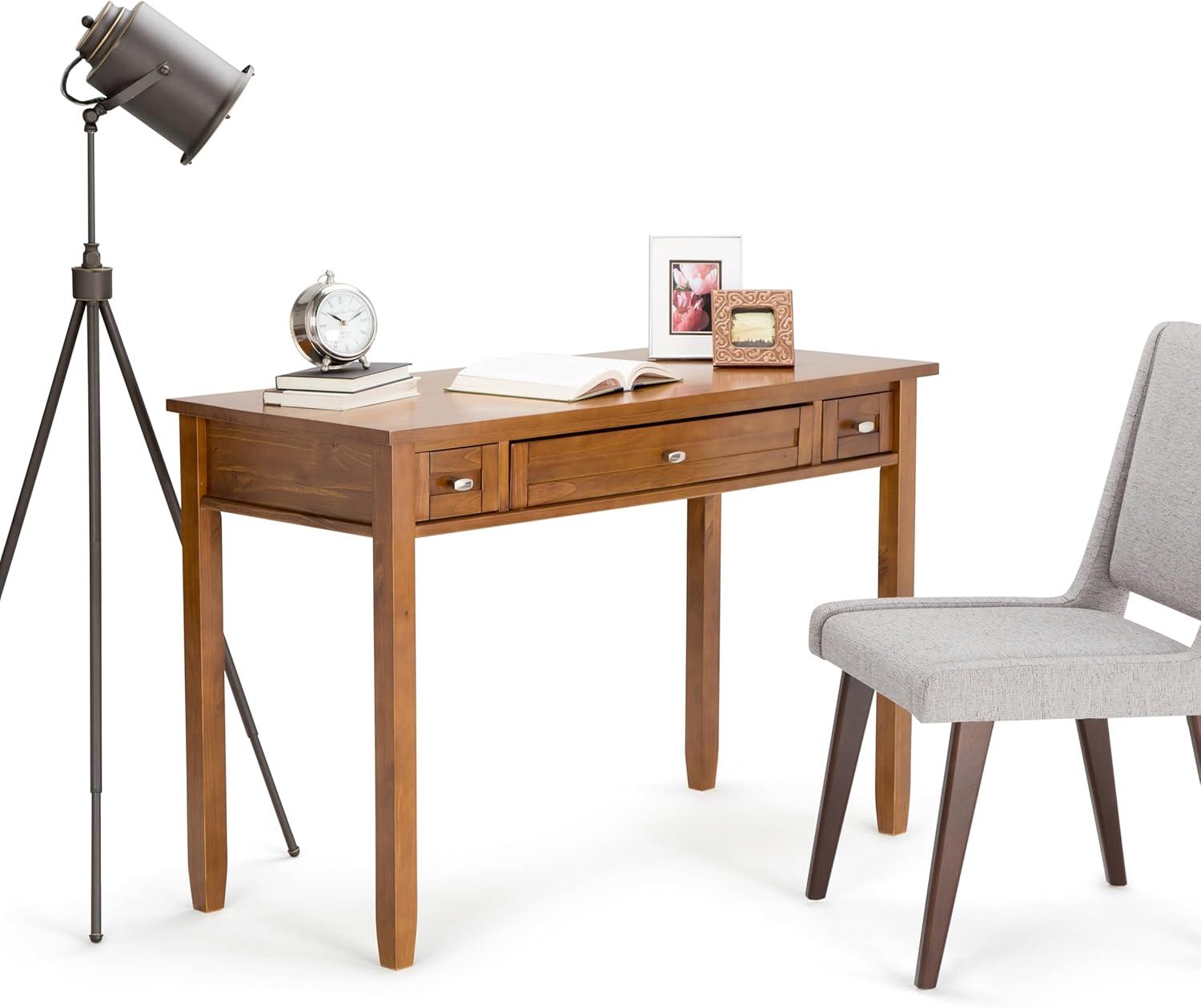Simpli Home Warm Shaker 48"W Solid Wood Desk, Transitional Style with Keyboard Tray