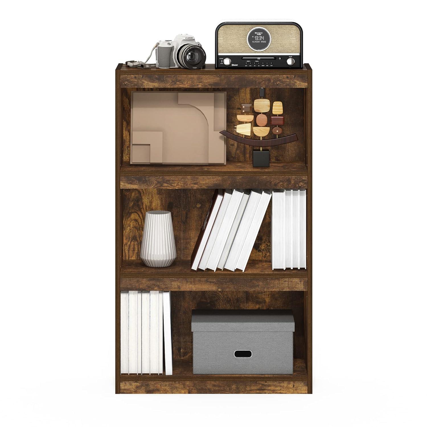Furinno JAYA Enhanced Home 3-Tier Adjustable Shelf Bookcase, Amber Pine