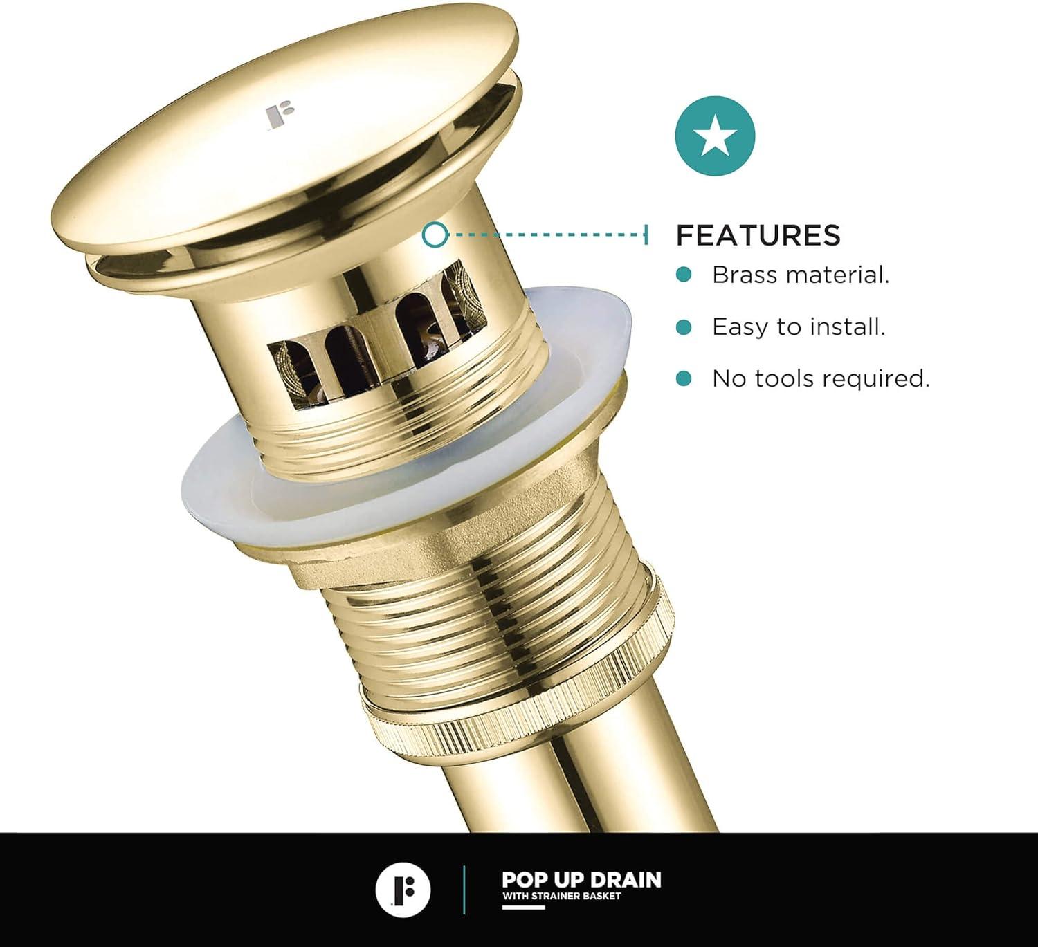 Fine Fixtures Single Hole Bathroom Faucet with Pop-up Drain and Strainer Basket FAM3PC