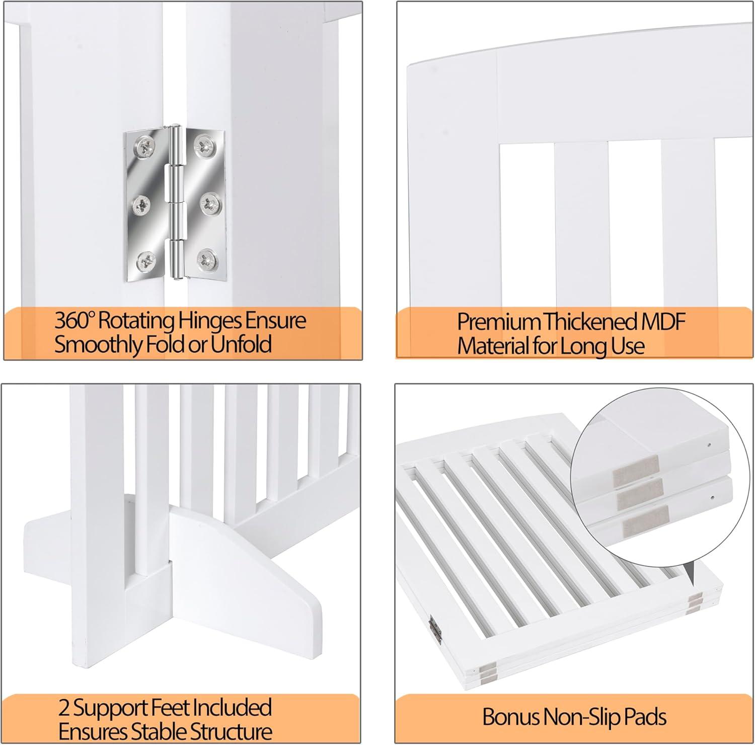Dog Gate Pet Gate Indoor for Stairs Doorways 82x24 Inch 4 Panels Dog Fence Extra Wide Wooden