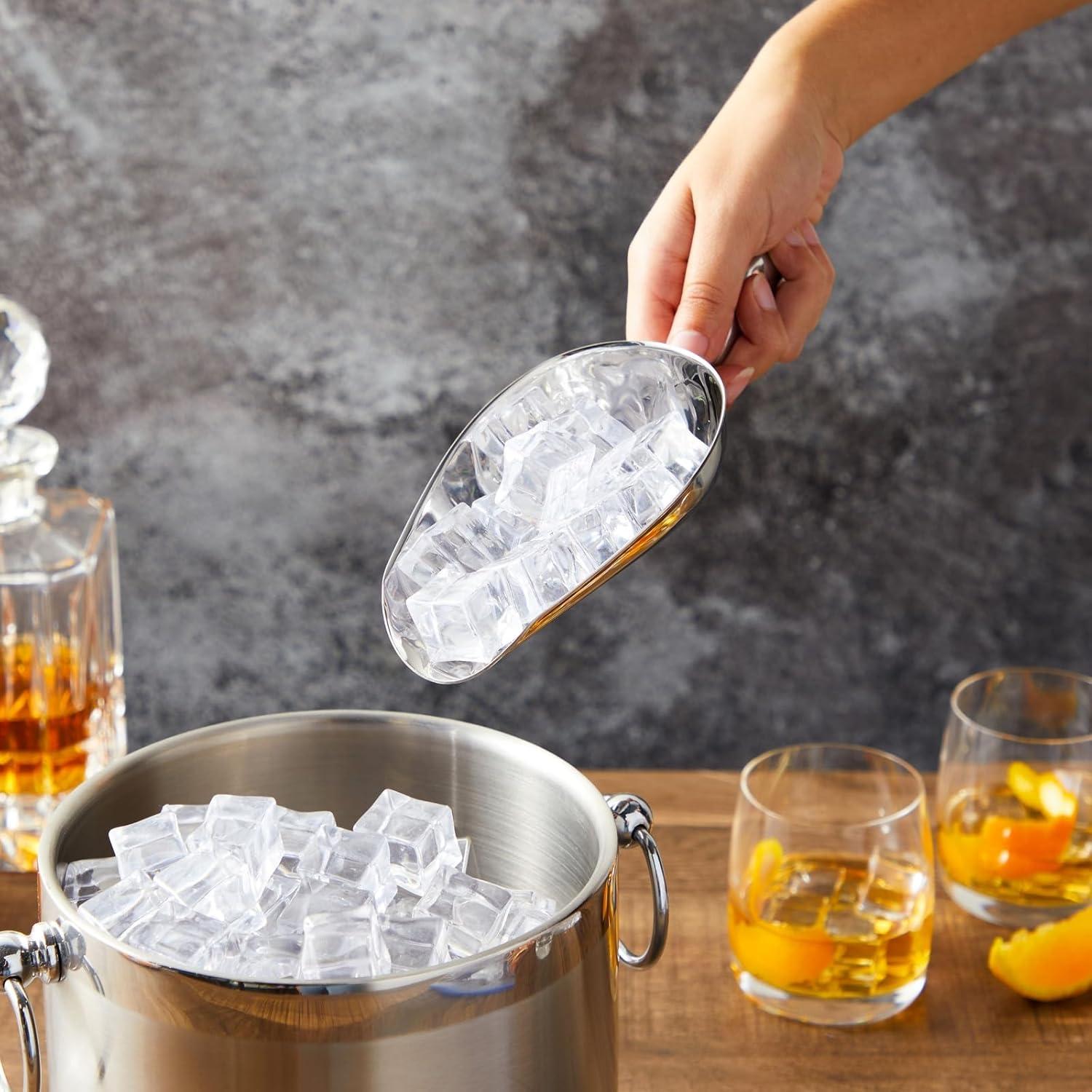 Juvale 6oz Stainless Steel Scoop for Ice Bucket, Small Silver Metal Scoop for Flour, Kitchen, Bar, Candy, 9.2 x 3.3 Inches