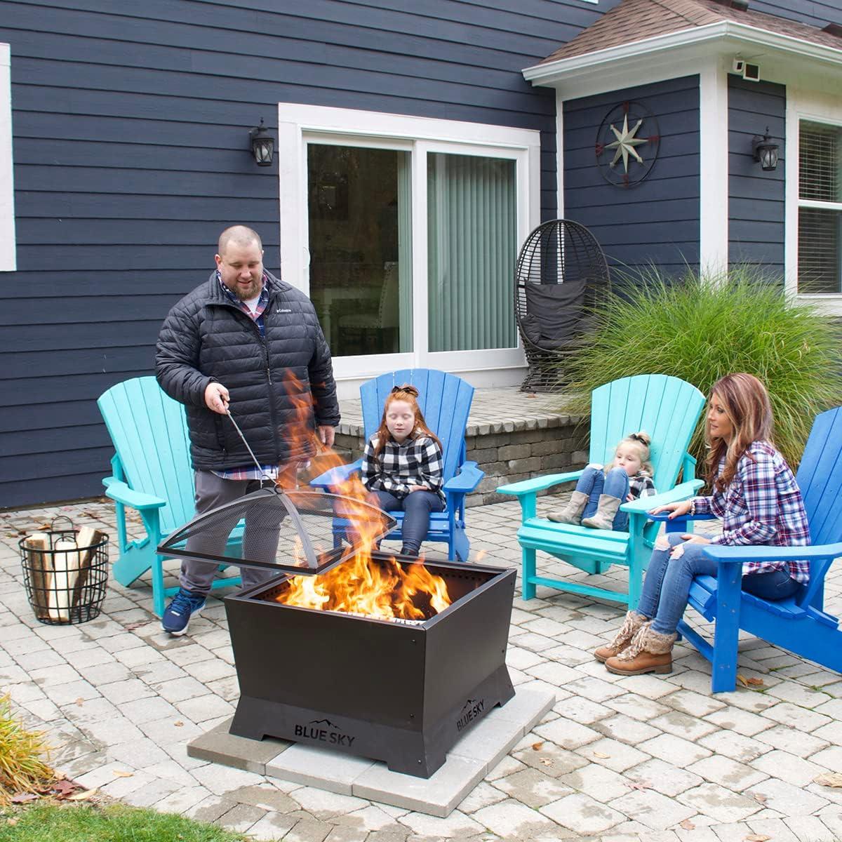 Blue Sky 28" Black Steel Smokeless Square Fire Pit