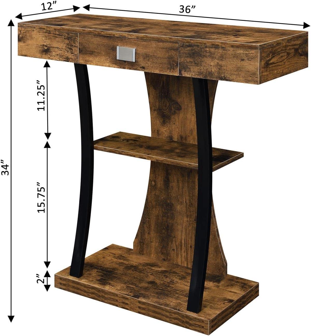 Barnwood Black Urban Storage Console Table with Drawer & Shelves