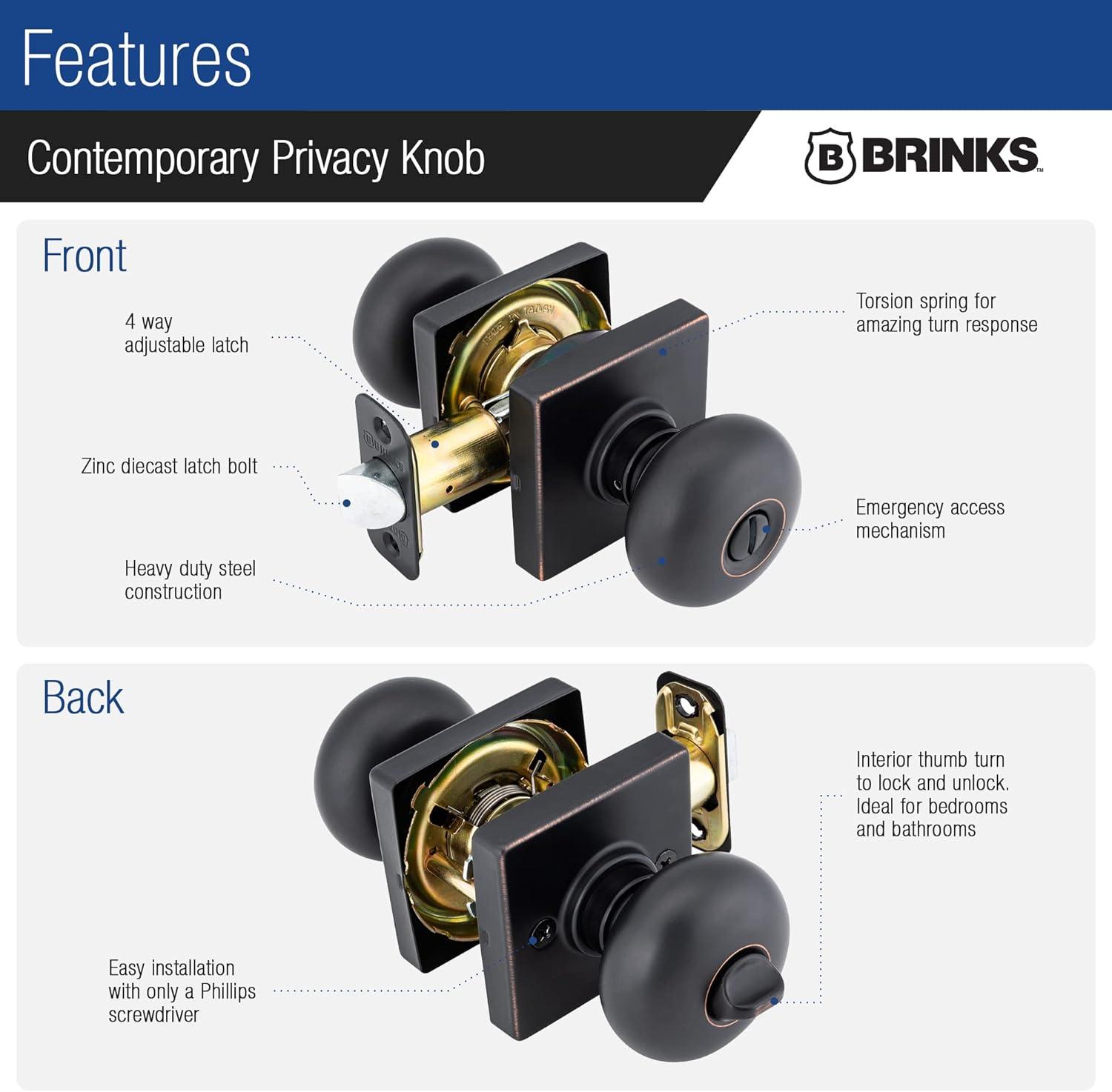 Brinks Mendocino Series Privacy Contemporary Ball Knob
