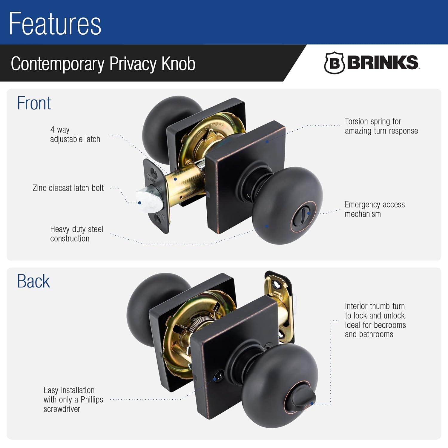 Brinks Mendocino Series Privacy Contemporary Ball Knob