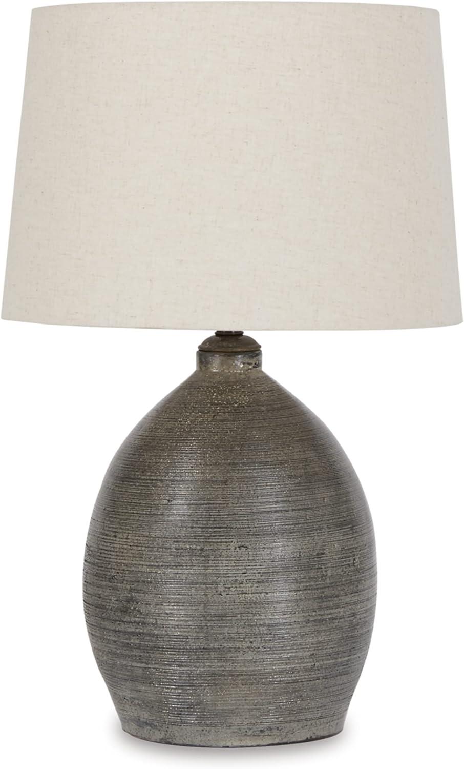 Joyelle 27.5" Gray Terracotta Table Lamp with Cream Shade