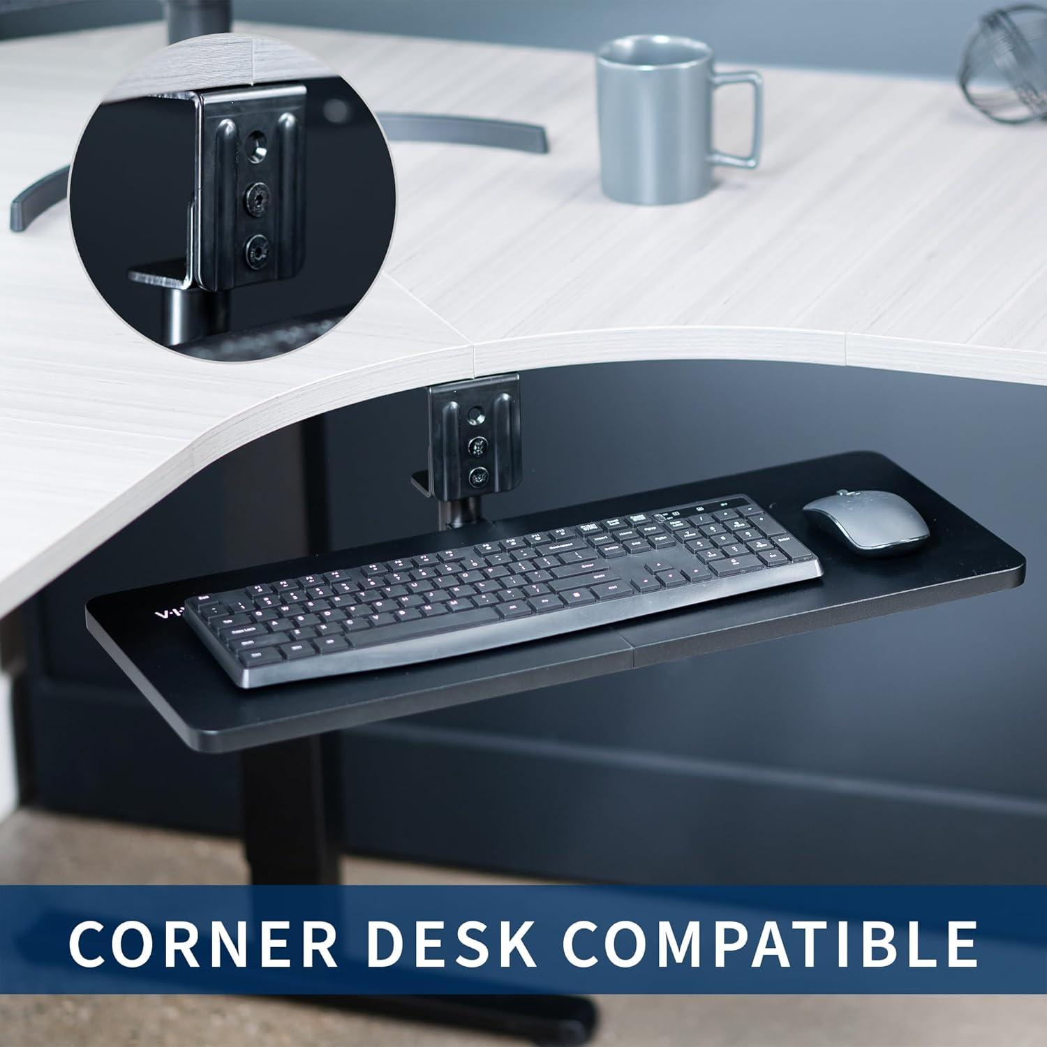 Black Adjustable Under Desk Rotating Keyboard and Mouse Tray