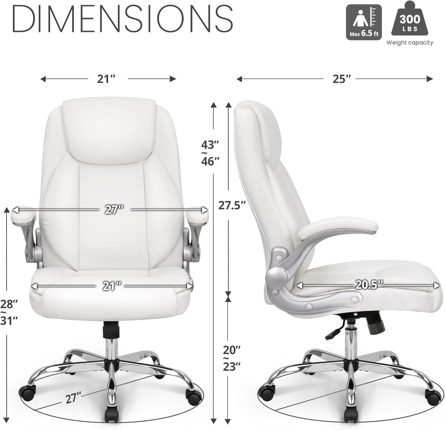Neo Chair executive office chair cushioned 8 Hours Comfort, Heavy Duty Design, ergonomic back support flip-up armrest, White