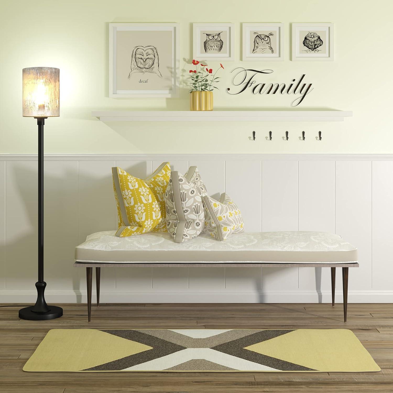 Numit 68.75" Tall Floor Lamp with Glass Shade in Blackened Bronze/Mercury Glass