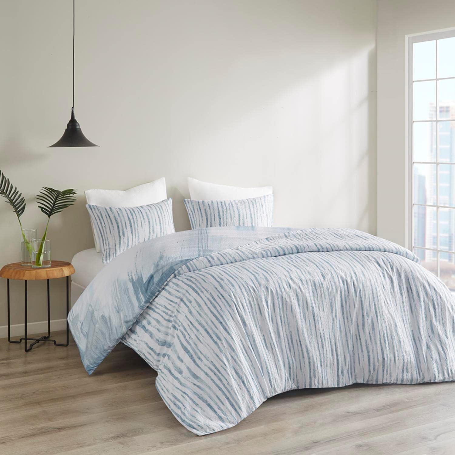 N Natori Brush Stroke Oversized Reversible Seersucker Duvet Cover Mini Set