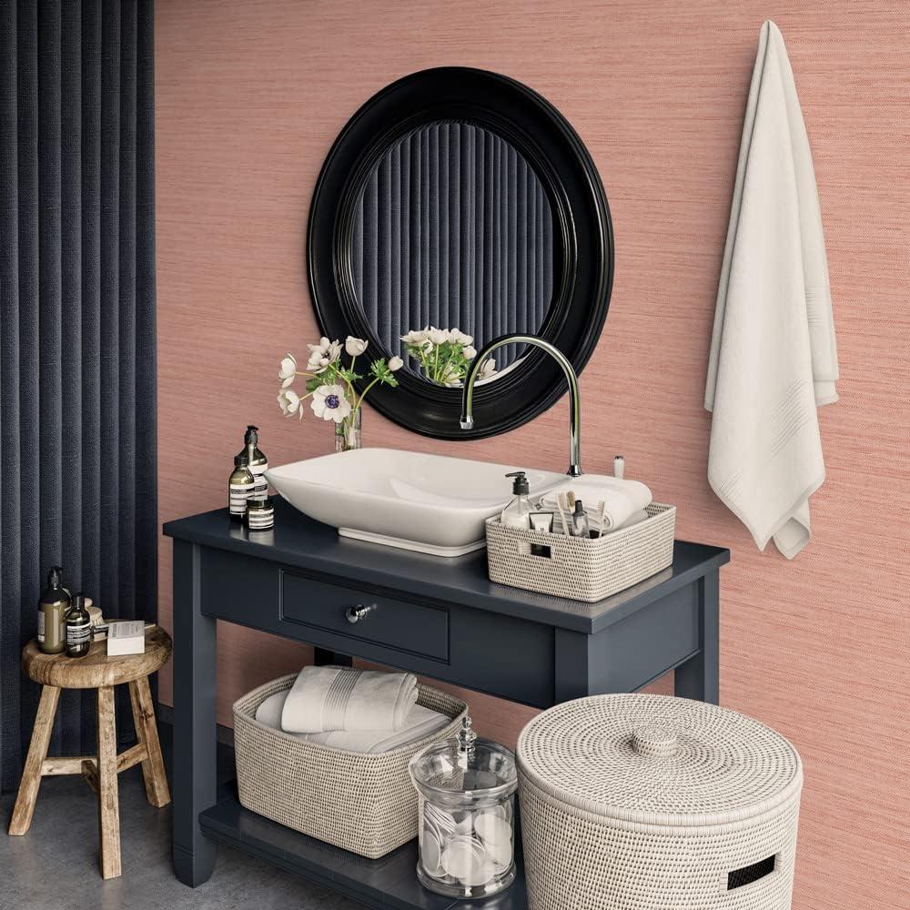Tempaper & Co.® Fauz Horizontal Grasscloth Removable Peel and Stick Wallpaper, Textured Salmon, 28 sq. ft.: Vinyl, Prepasted
