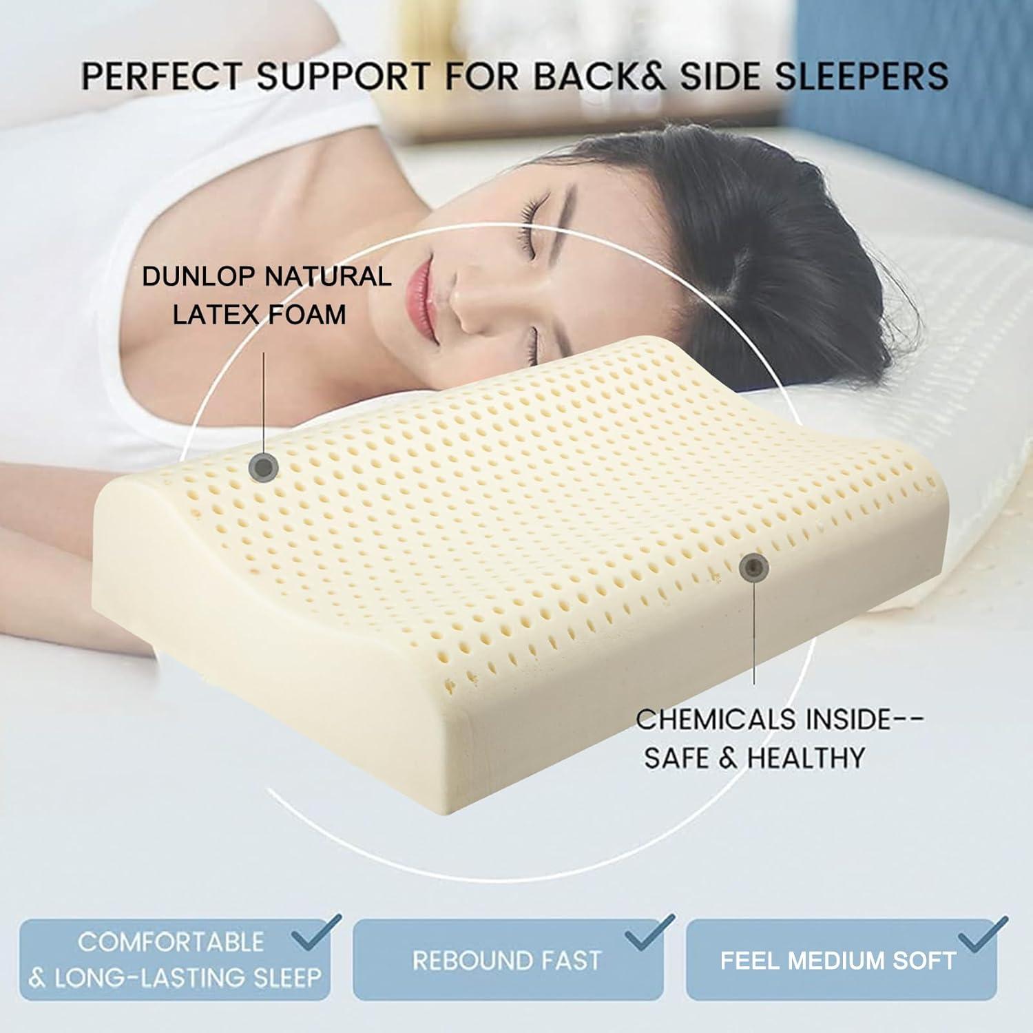 TALATEX 100% Natural Premium Latex Pillow, Adjustable Orthordic Ergonomic Dunlop Pillow Helps Relieve Pressure, Neck and Shoulder Pain, Perfect Package Best Gift