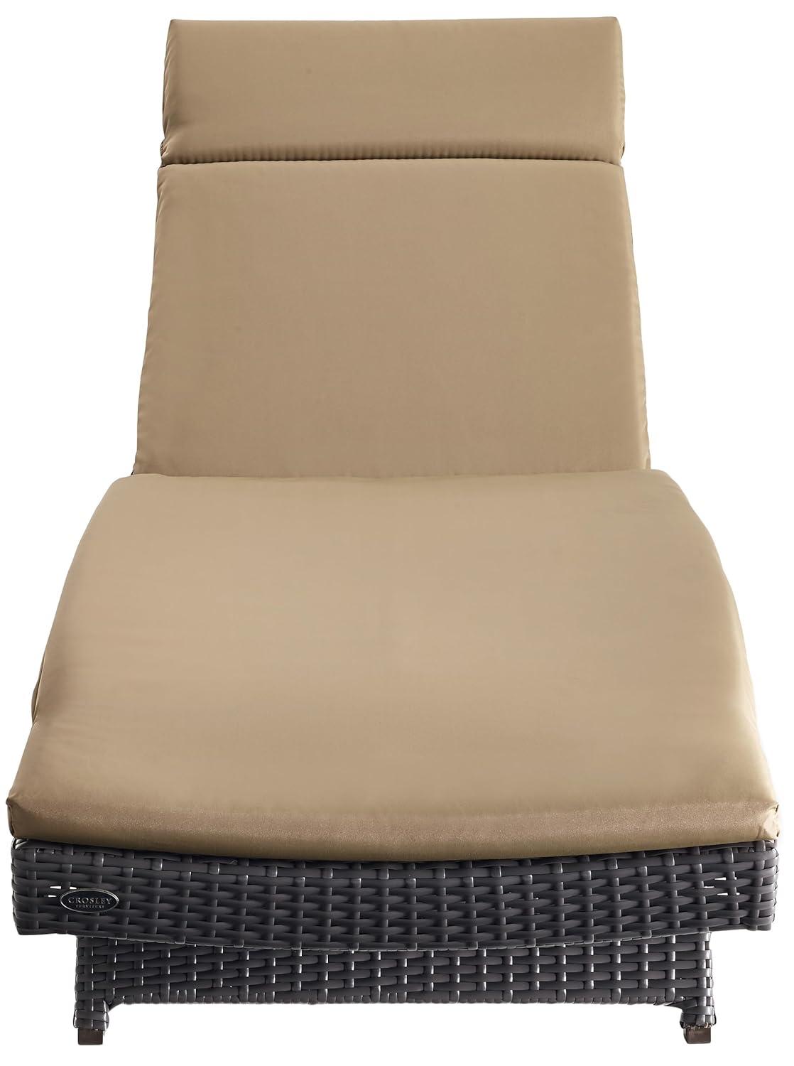 Biscayne Chaise Lounge with Mocha Cushion Brown - Crosley: Steel Frame, Weather-Resistant, Adjustable Back