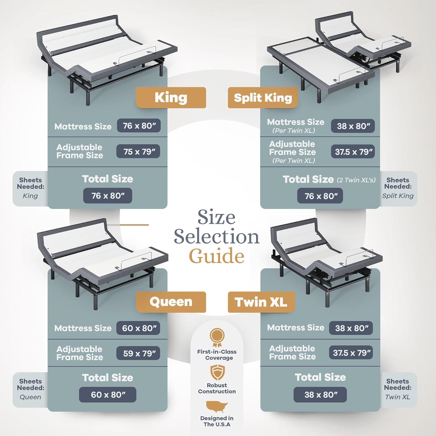 King Adjustable Metal Frame Bed with Lumbar Support