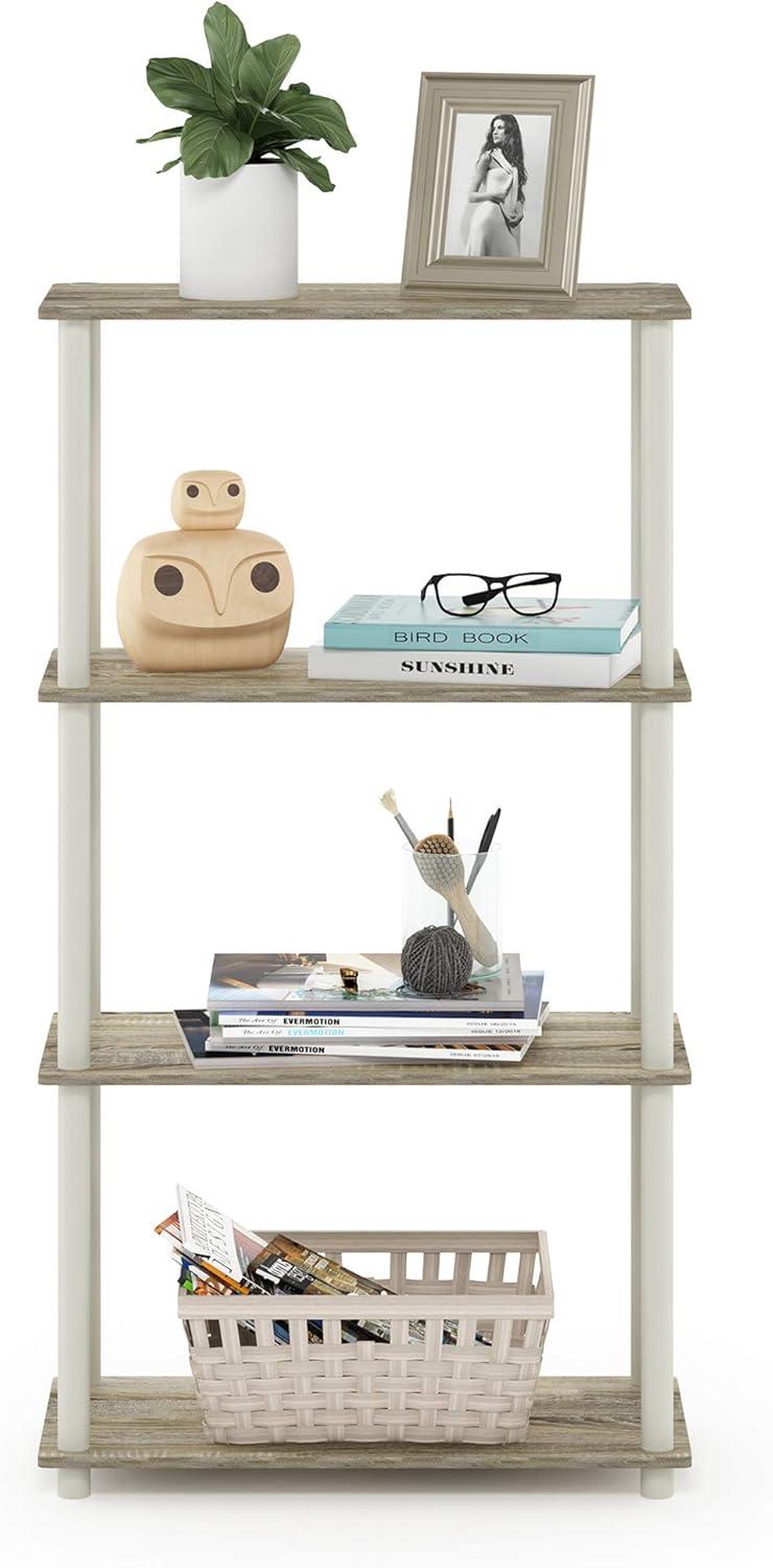 99557OK-WH Turn-N -Tube 4-Tier Multipurpose Shelf Display Rack, Sonoma Oak & White