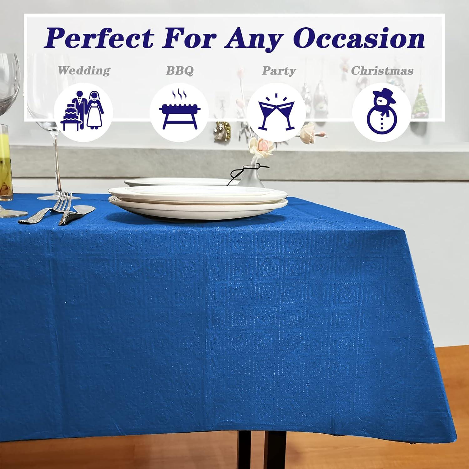 6 Pack Plastic Royal Blue Tablecloth for Parties, Rectangular Table Decorations, 54 x 108 Inches, Disposable Table Cover for Birthday, Graduation Party Supplies