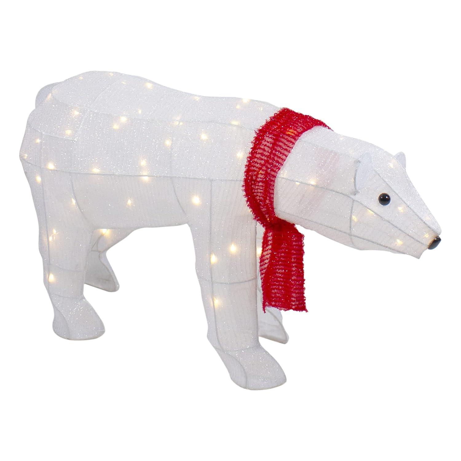 Northlight Seasonal 32" LED Lighted Tinsel Polar Bear Outdoor Christmas Decoration