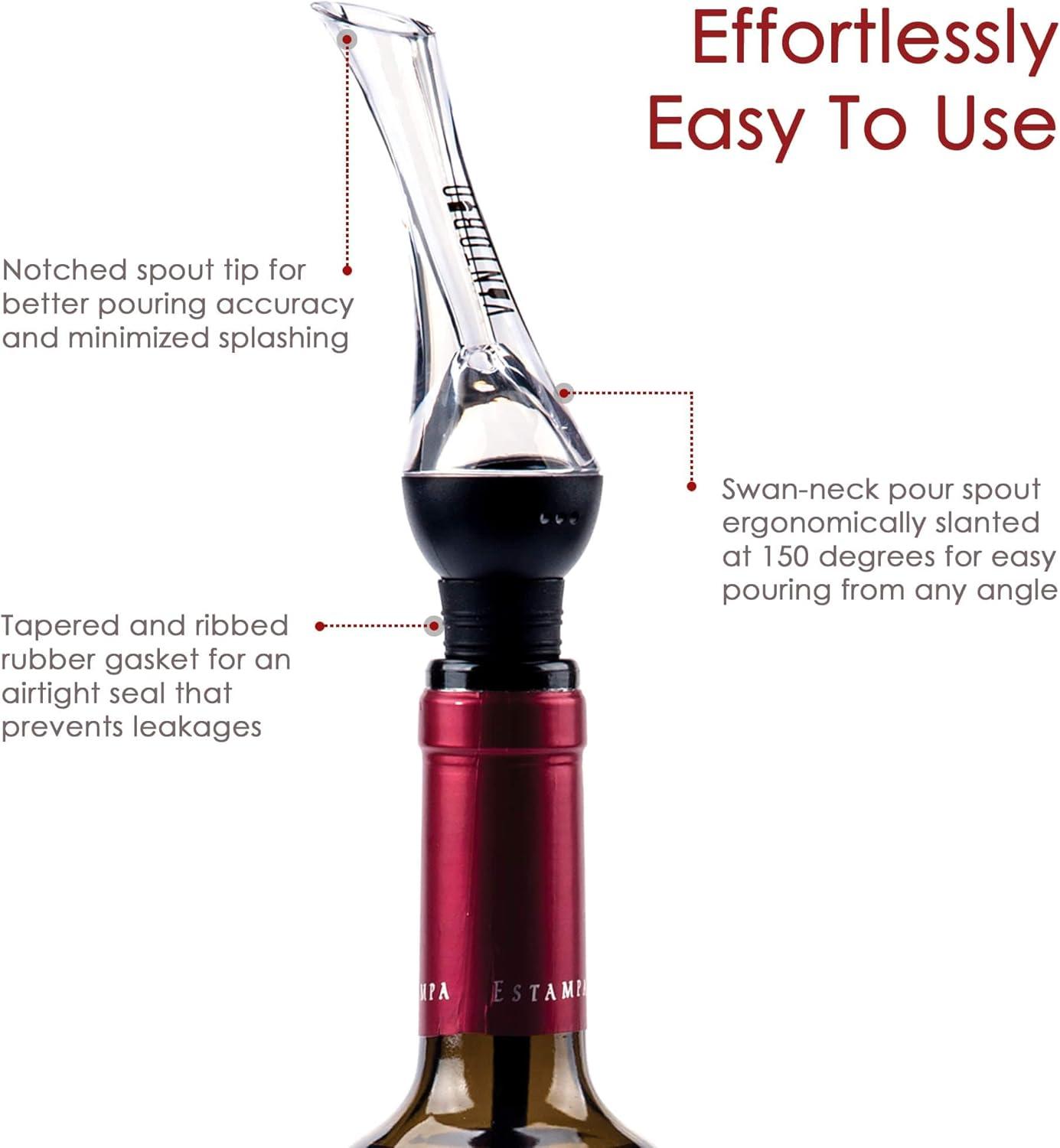 Black Acrylic Wine Aerator Pourer with Rubber Stopper