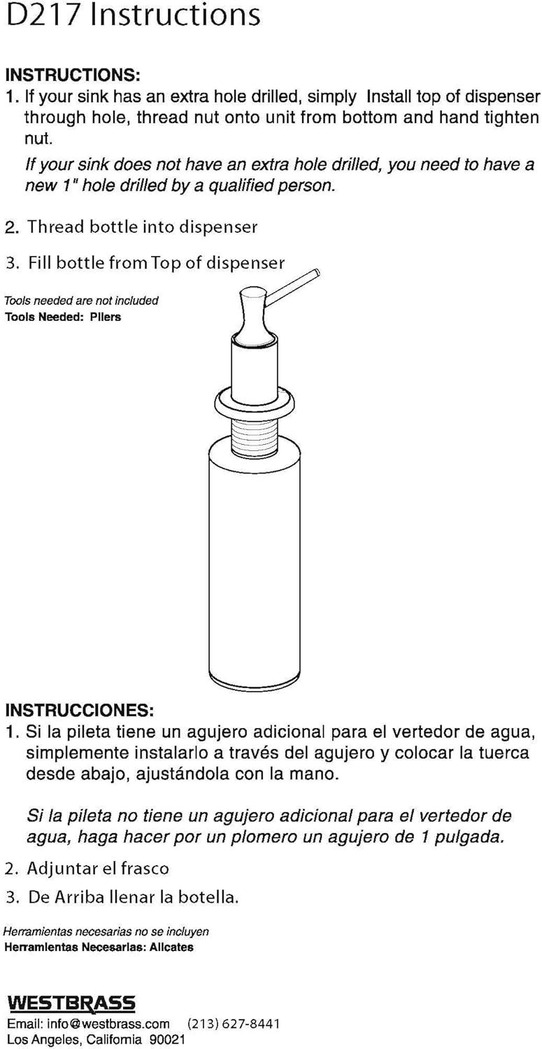Kitchen Sink Deck Mount Liquid Soap/Hand Sanitizer Dispenser with Refillable 12 oz Bottle in Polished Brass