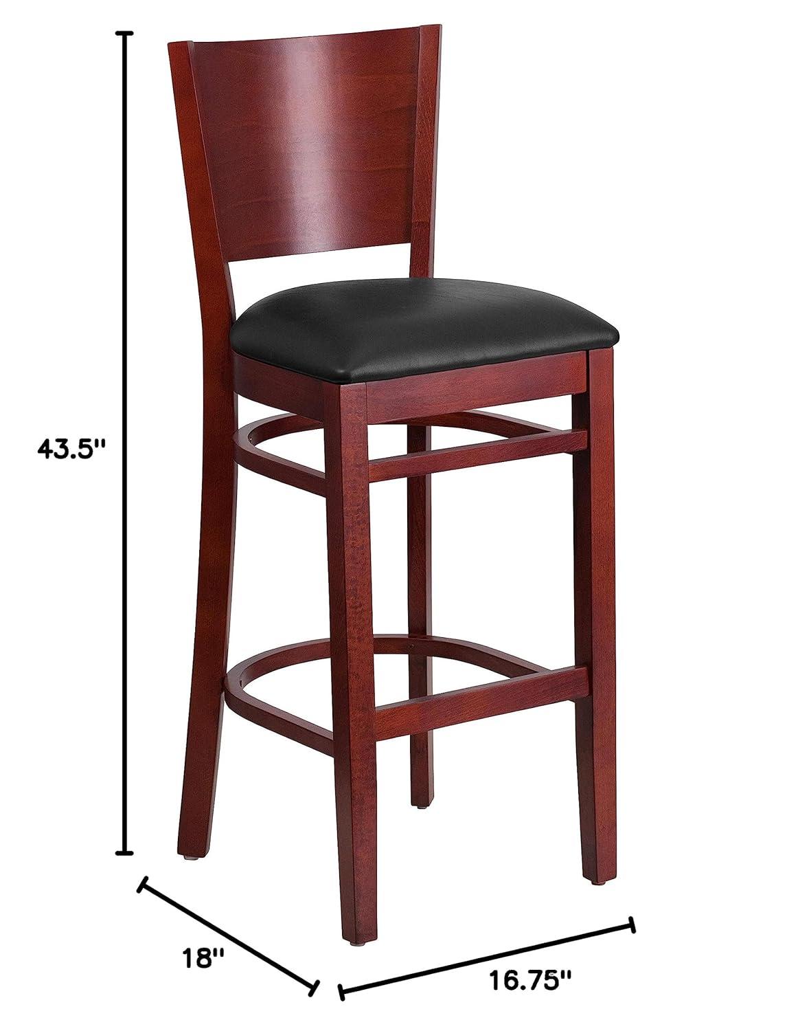 Flash Furniture Lacey Series Solid Back Walnut Wood Restaurant Barstool