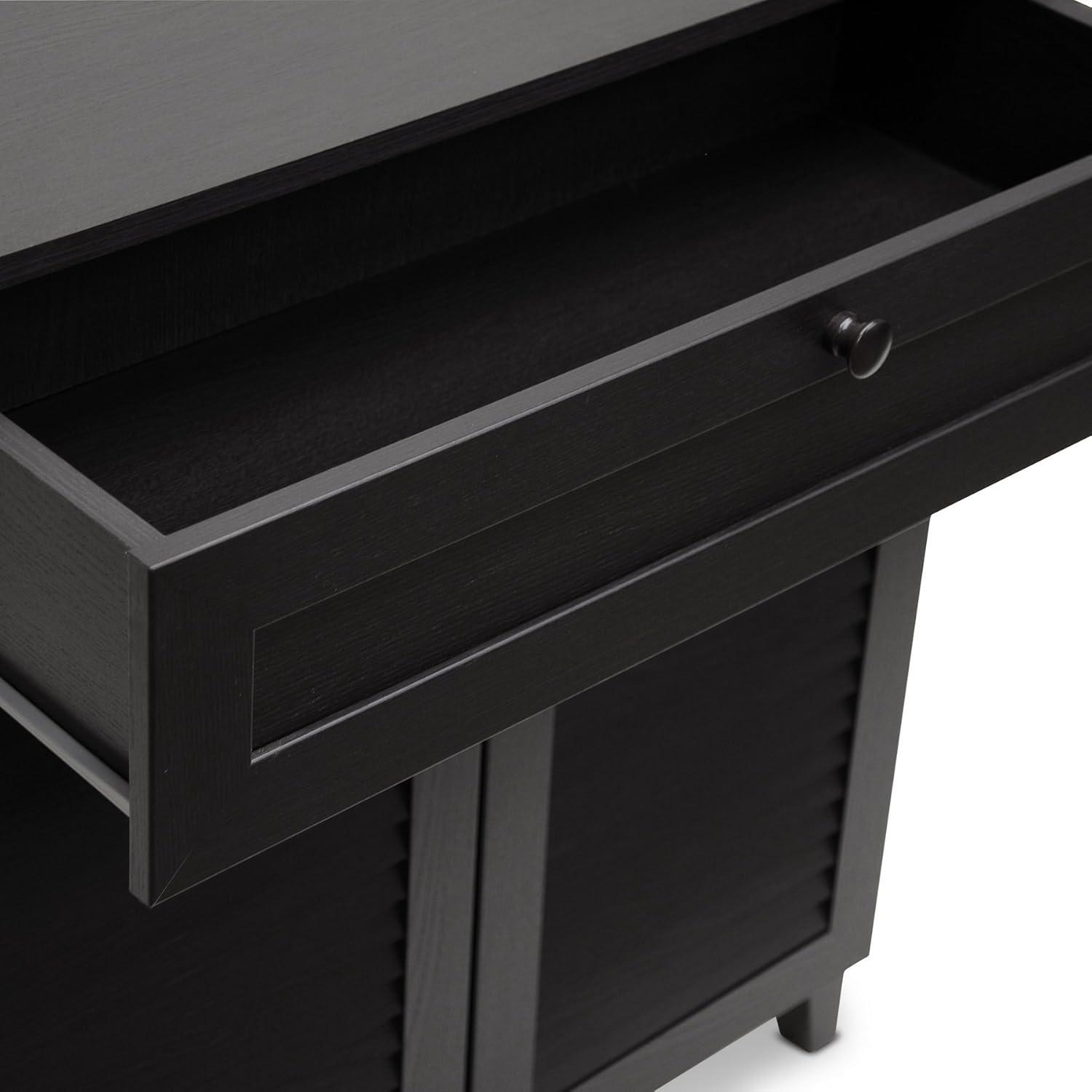 Calvin Shoe - Storage Cabinet - Espresso - Baxton Studio: Modern Organizer with 4 Shelves & Drawer