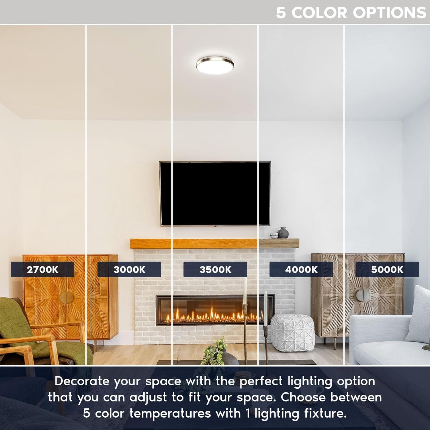 Luxrite Motion Sensor LED Flush Mount Ceiling Light, 11 Inch, 5CCT 2700K-5000K, 16W, 1200 Lumens, ETL