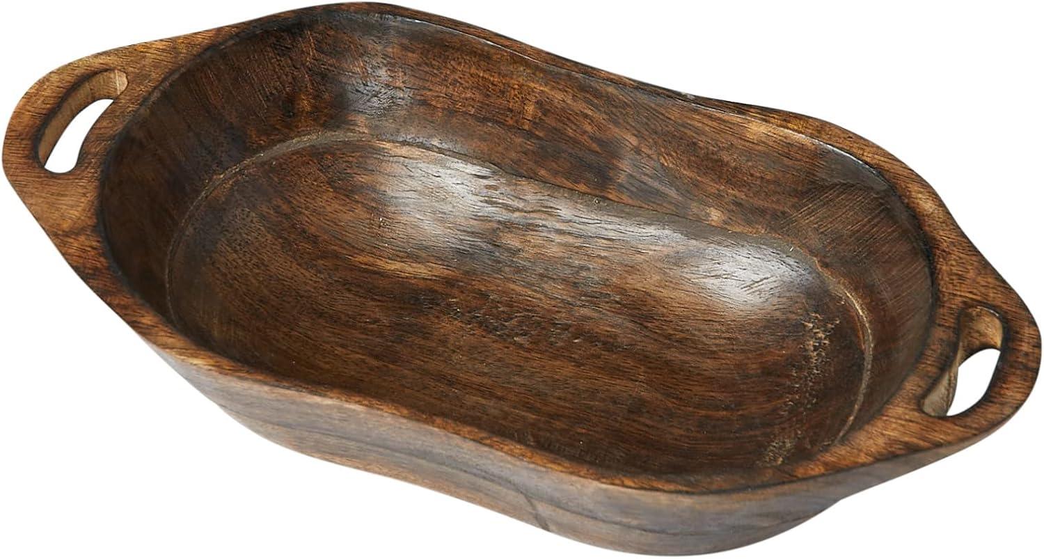 Rustic Polished Mango Wood Rectangular Serving Tray