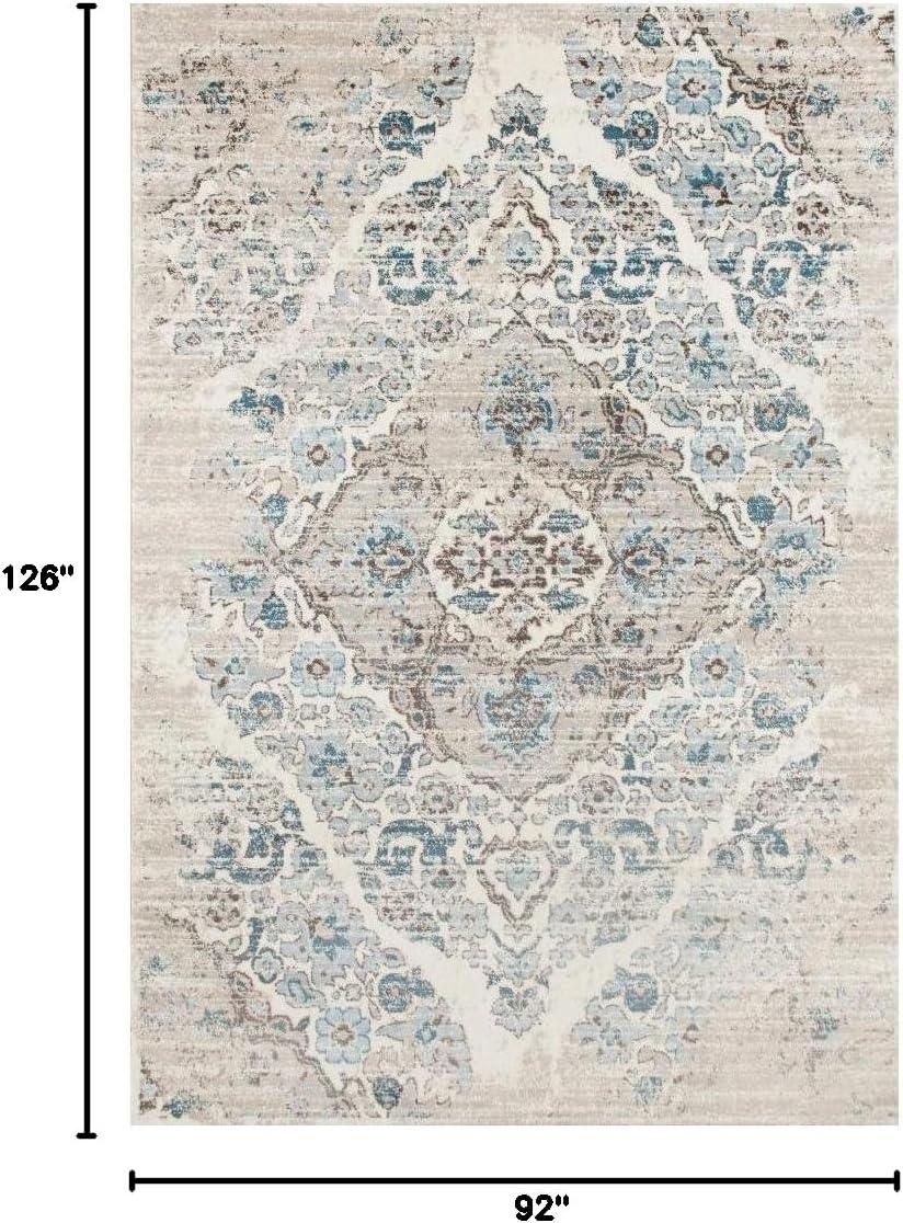 Luxe Weavers Victoria 4620 Distressed Floral Area Rug Carpet, Cream / Size 8x10