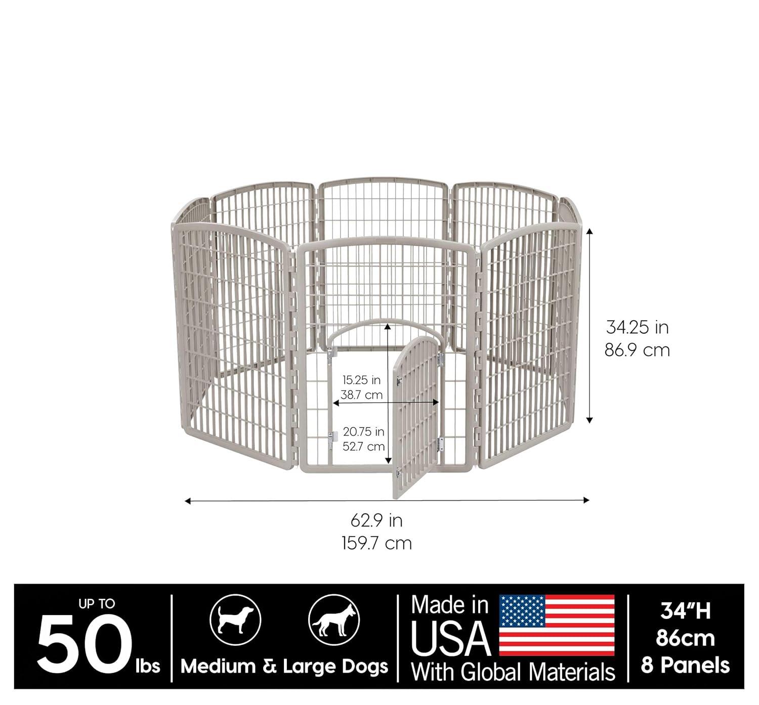 34.25'' H 8 Panel Exercise Pen With Door