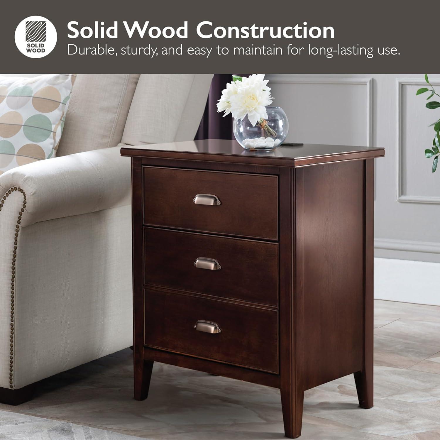 Leick Home 10522 Laurent Nightstand with Drawer, Door with USB-C Fast Charging Station and AC/USB Outlet, Chocolate Cherry