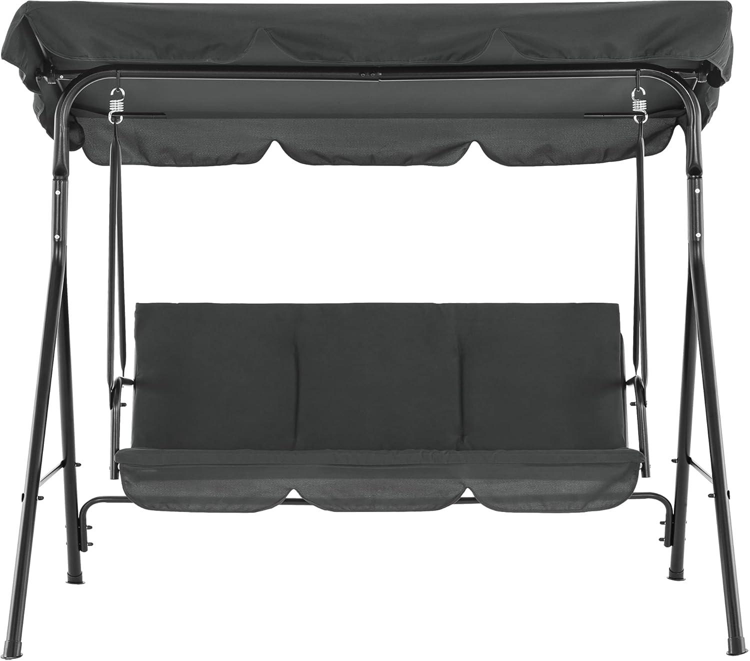 3-Person Outdoor Swing with Convertible Canopy 4003 (Dark Gray)