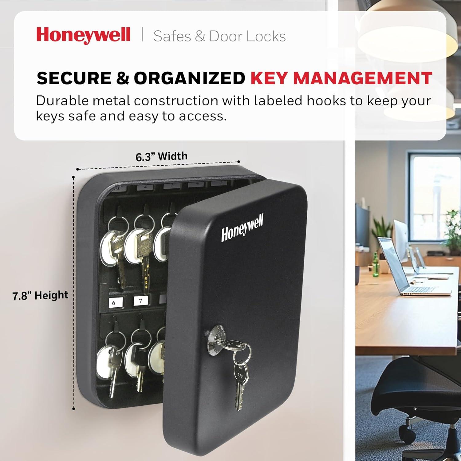 Honeywell 24 Key Steel Security Box: Black Key Lock Safe, Bolt-Down Capable, No Assembly Required, 1 Year Warranty