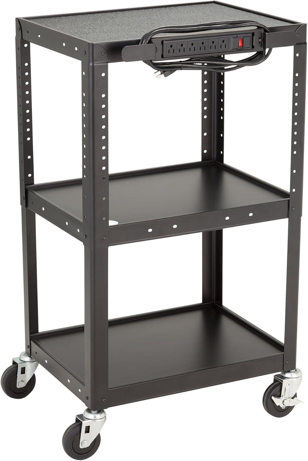 Norwood Commercial Furniture Adjustable-Height Metal AV Cart w/ Electric