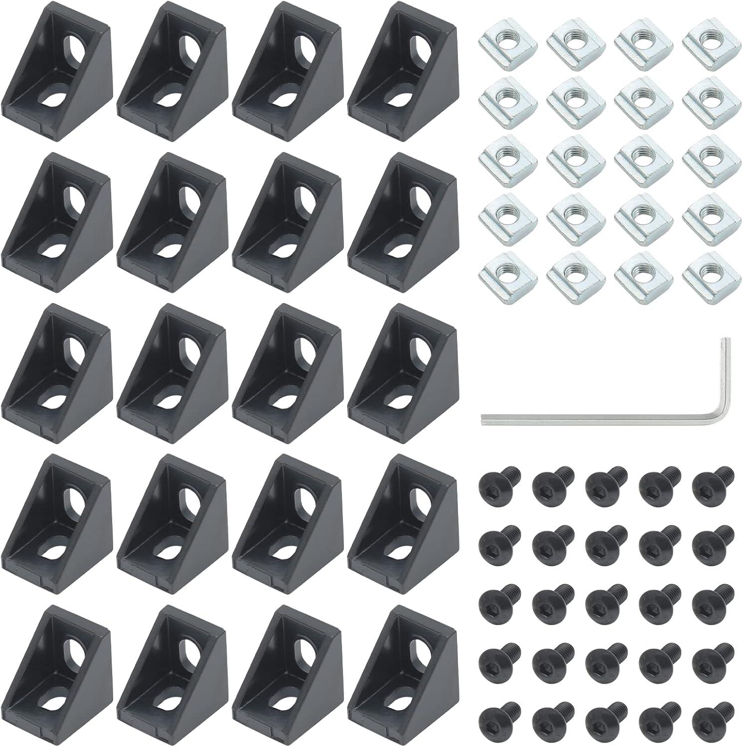 20-Piece Black Aluminum 90 Degree Corner Bracket Set