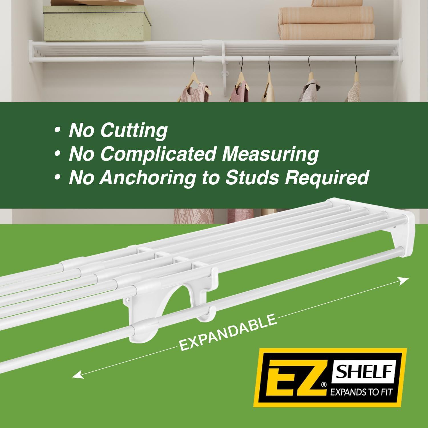 EZ Shelf Expandable Laundry Room Shelving Kit, Wall Mount, White