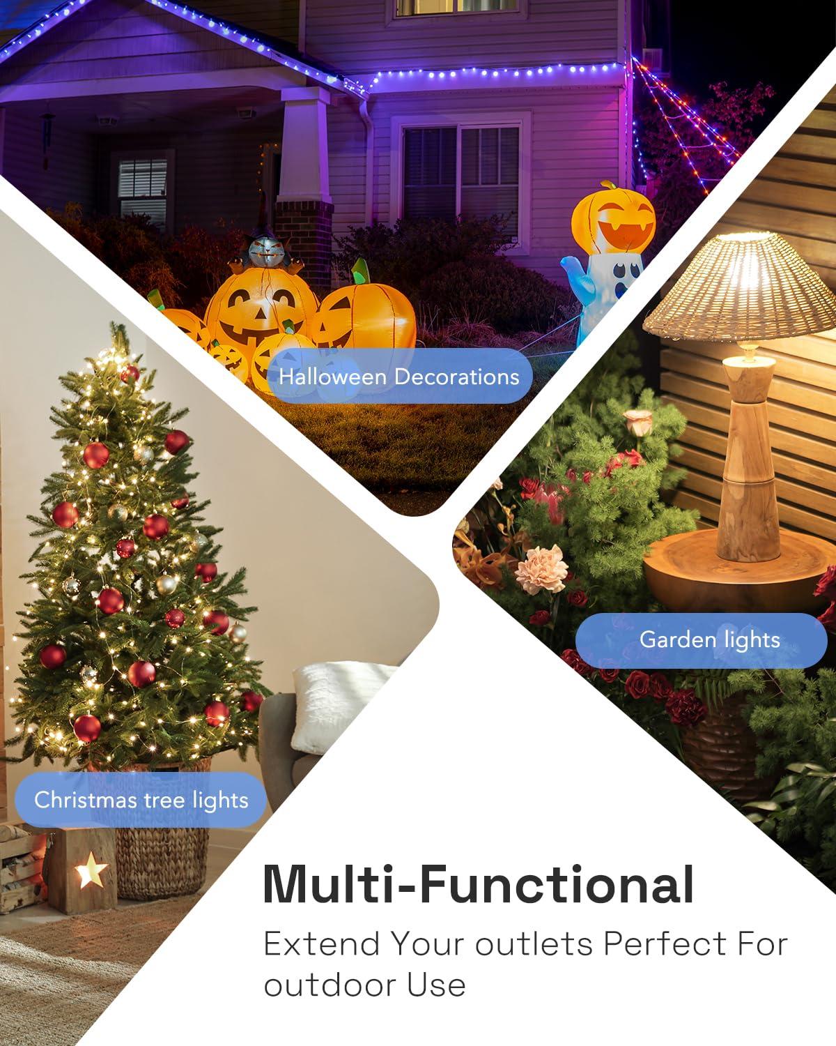 HBN Outdoor Smart Plug Waterproof WiFi Outdoor Outlet Timer with 6 Grounded Outlets, Remote & Voice Control Heavy Duty Yard Stake Plug Compatible with Alexa and Google Assistant