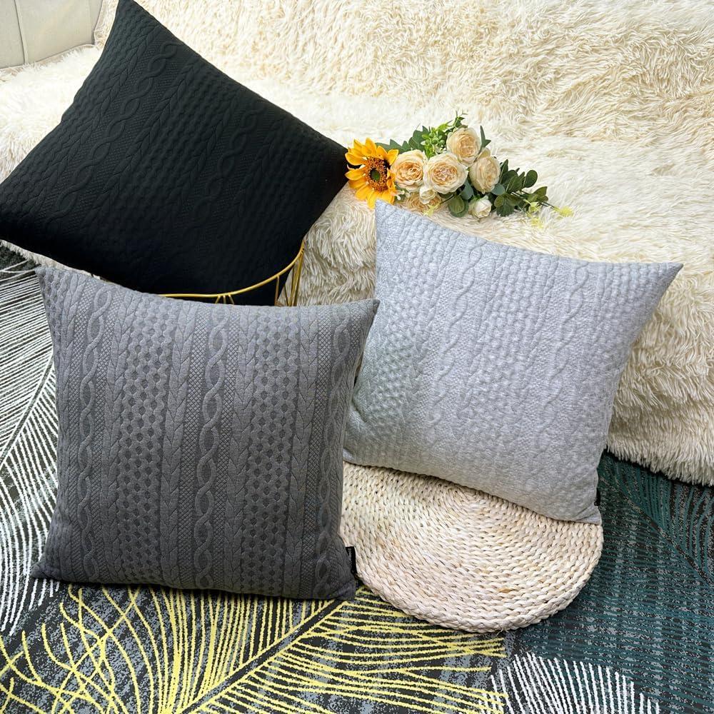 Gray 18" x 18" Cotton Polyester Euro Pillow Covers, Set of 2