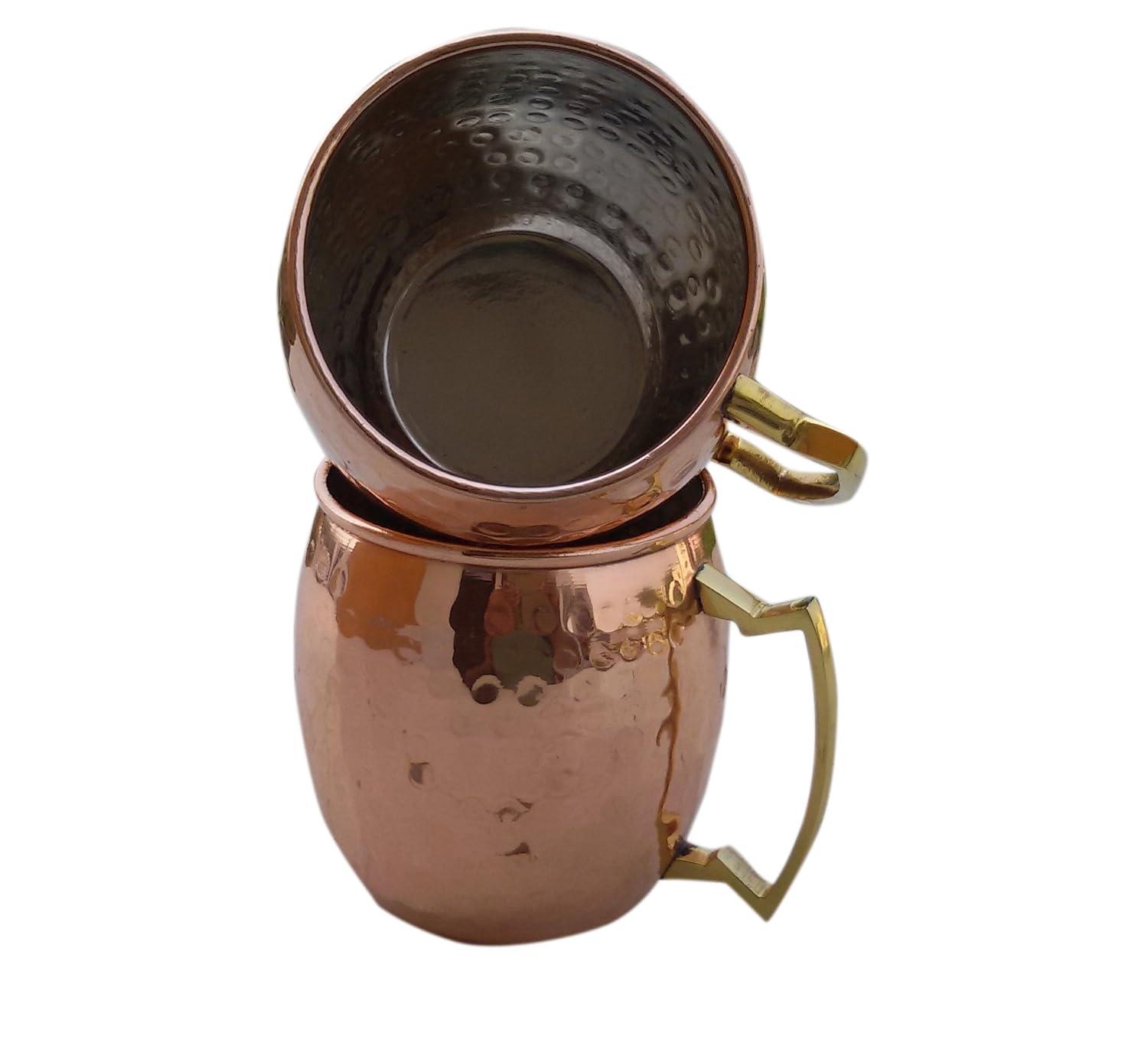 Maithil Art Handcrafted Hammered Moscow Mule Solid Copper Mug / Cup, 16 Ounce, Set of 4