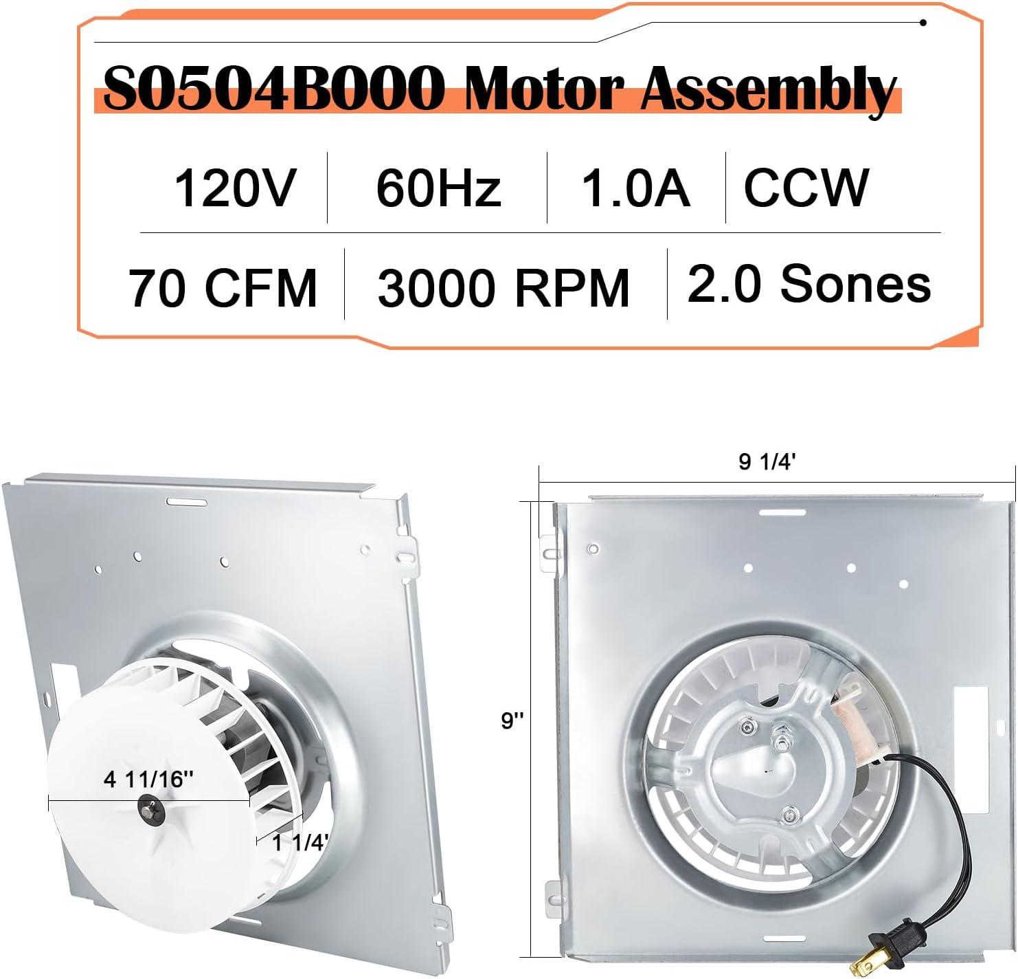 S0504B000 Bathroom Fan Motor Assembly Compatible with Bro-an Nutone 769RL for B Unit, Repalce Models 757, 769RFT-R01, 769RL, 769RL-R01 and VF707RCN. 765RL