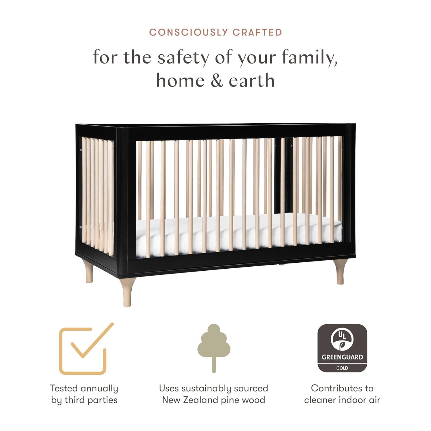 Babyletto Lolly Canyon Pink & Washed Natural Wood 3-in-1 Convertible Baby Crib with Toddler Bed Conversion Kit