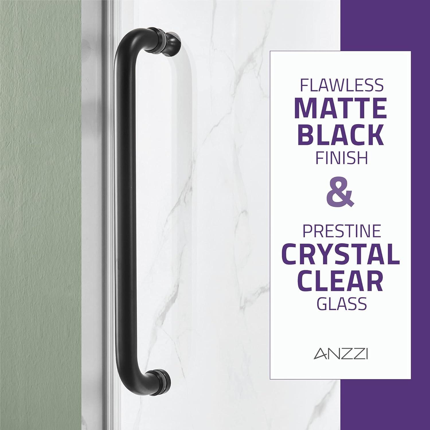 Matte Black Frameless Sliding Glass Shower Door Kit