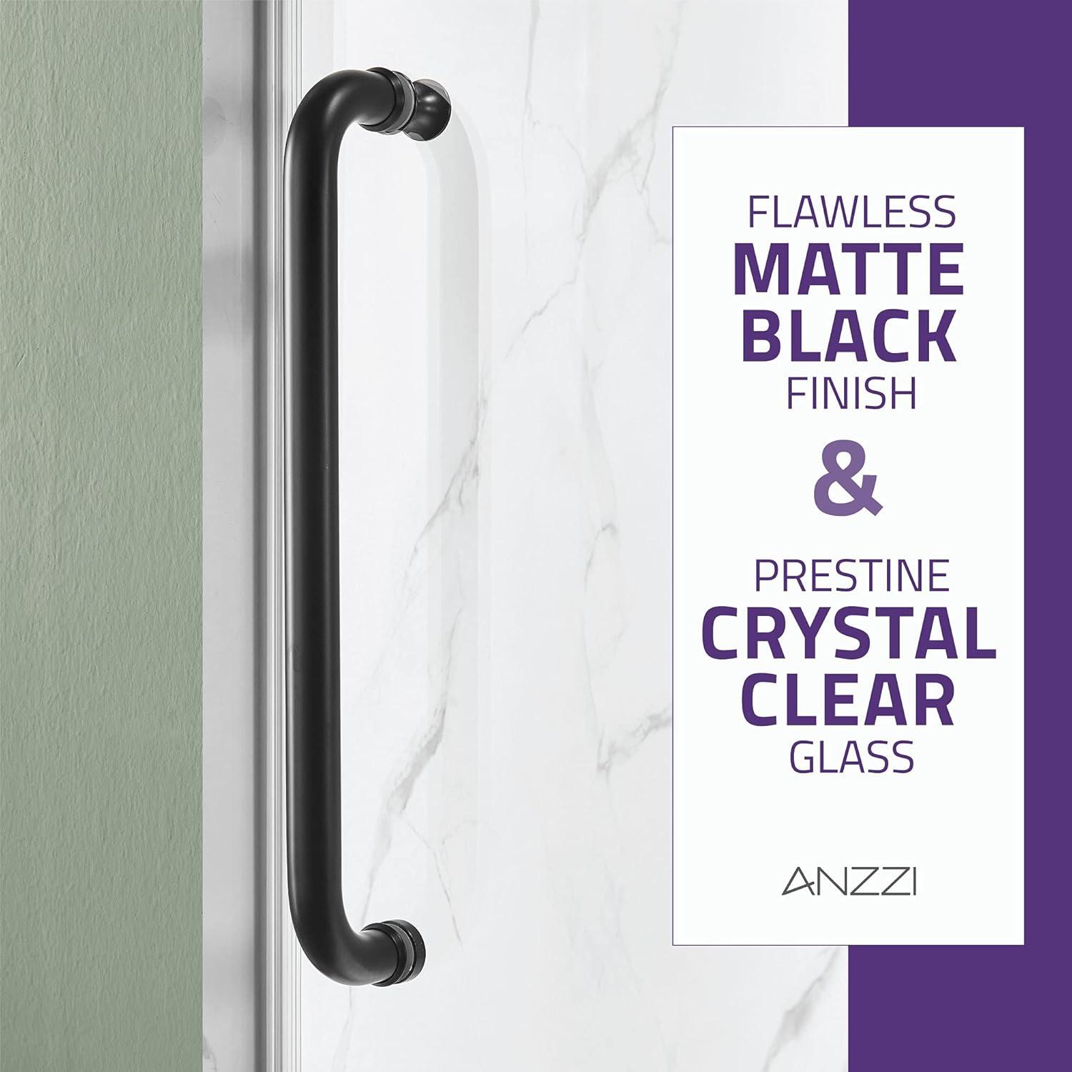 ANZZI SD-AZ13-01MB Madam Series 48" W x 76" H Single Sliding Semi-Frameless Shower Door