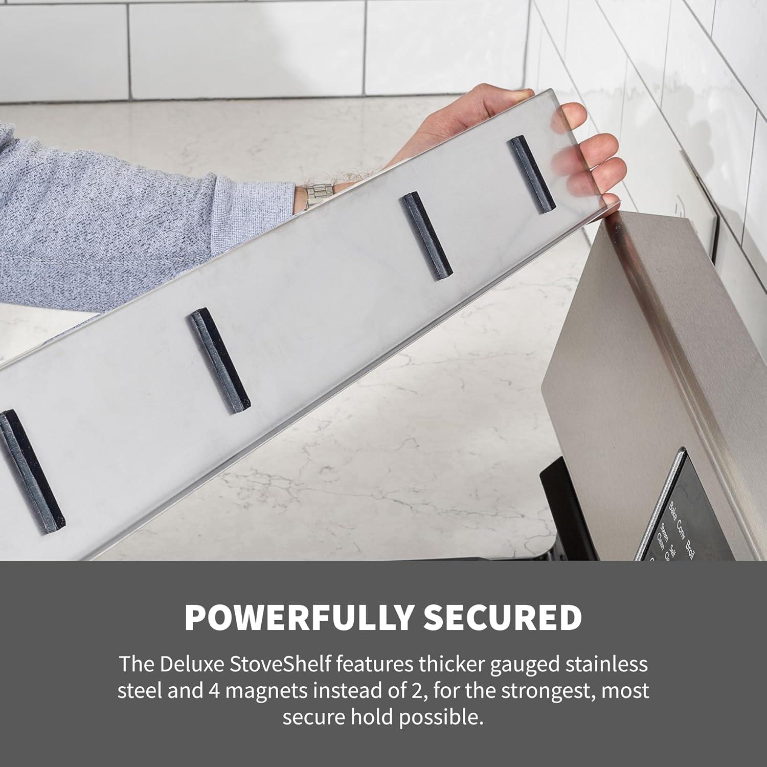 StoveShelf 30" Length White Magnetic Shelf for Kitchen Stove - Kitchen Storage Solution with Zero Installation - Over Stove Spice Rack Organizer
