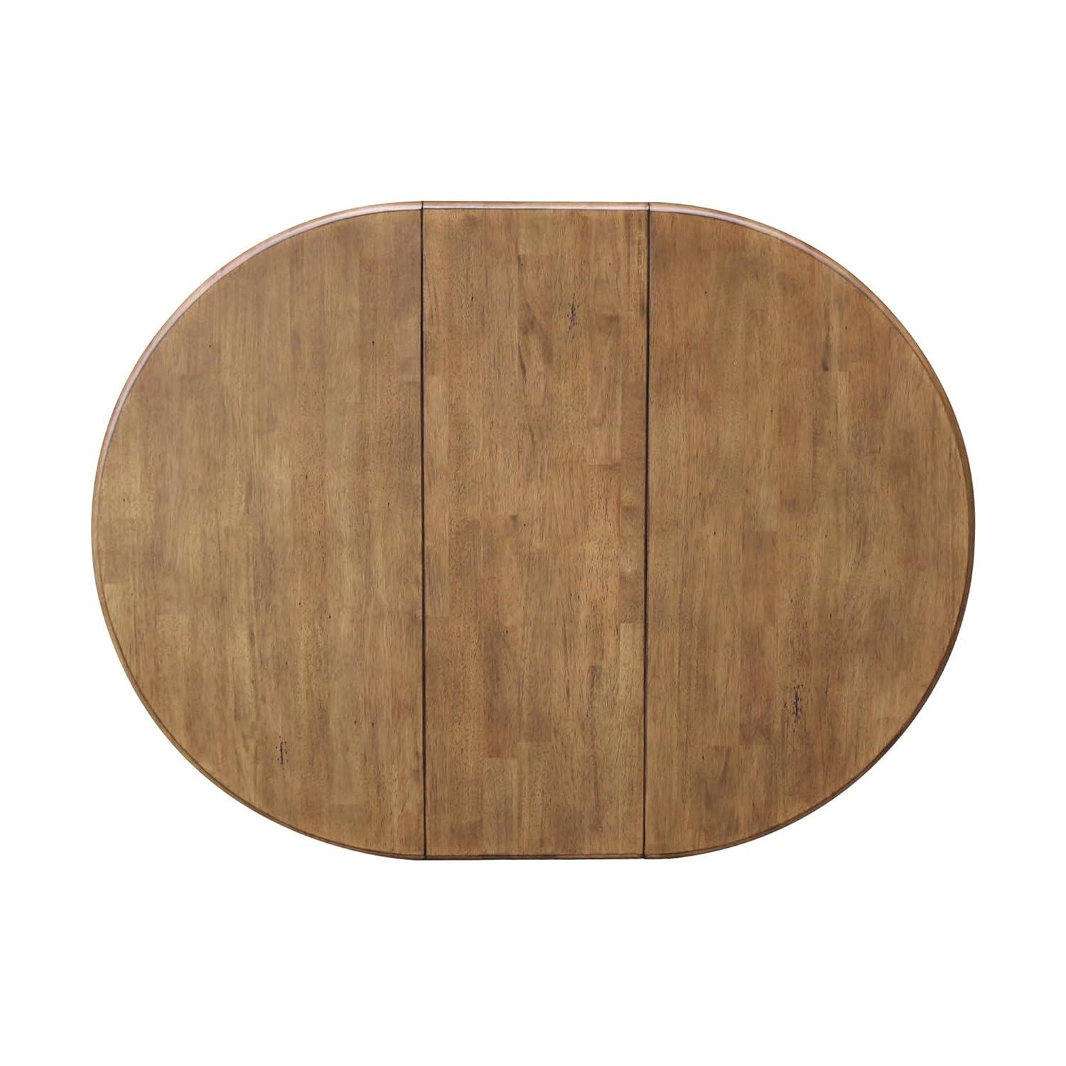 International Concepts 36" Round Top Pedestal Table With 12" Leaf - Dining Height - Distressed Hickory/Stone