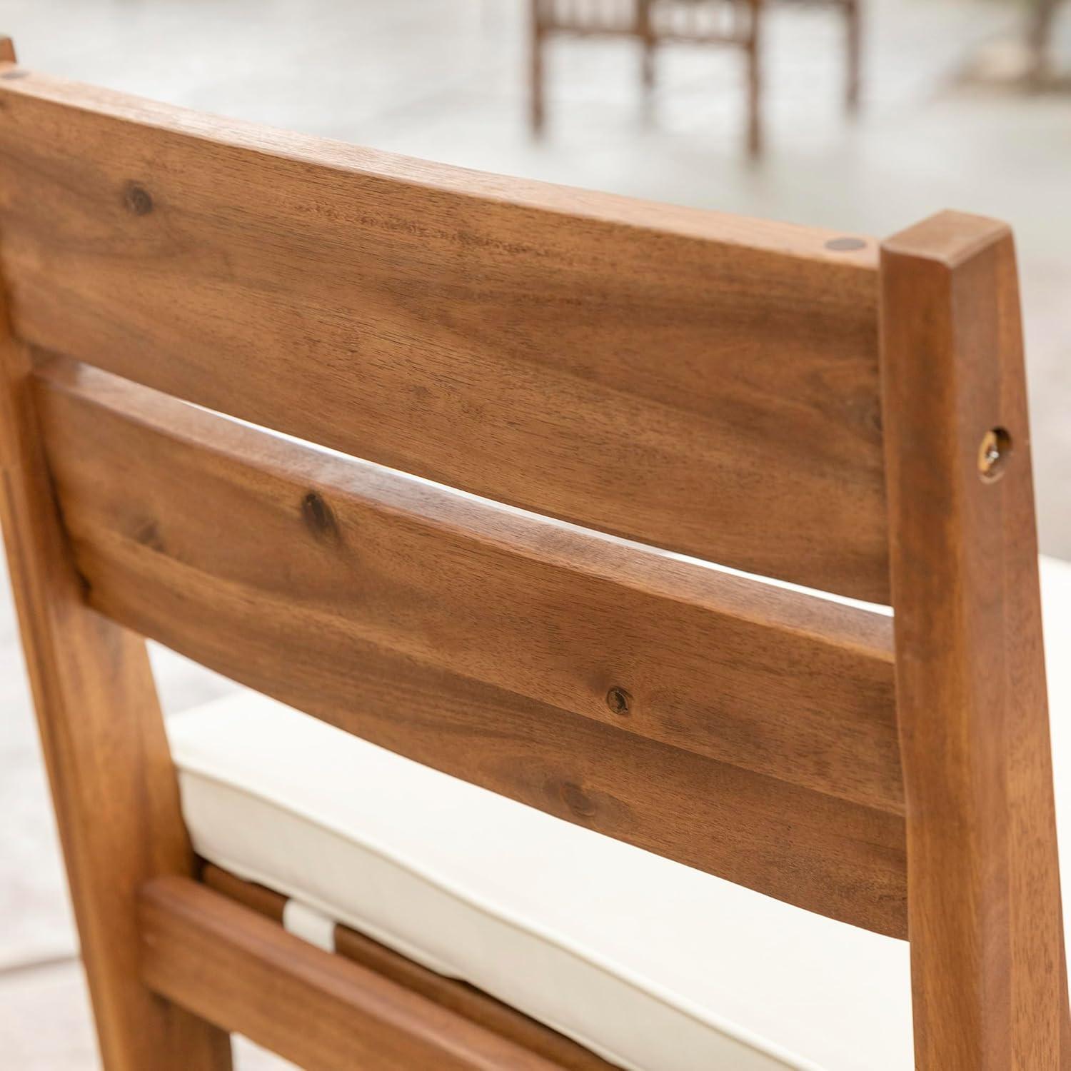 Solid Acacia Wood Counter Height Stools in Brown (Set of 2)